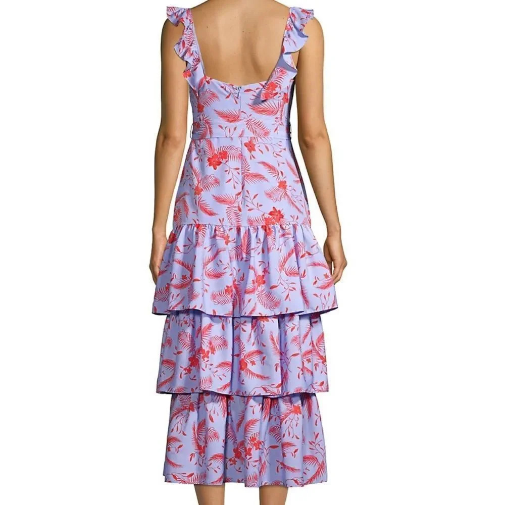 Likely Women's Juno Floral Tiered Midi Dress in Periwinkle size 12 - Picture 5 of 8